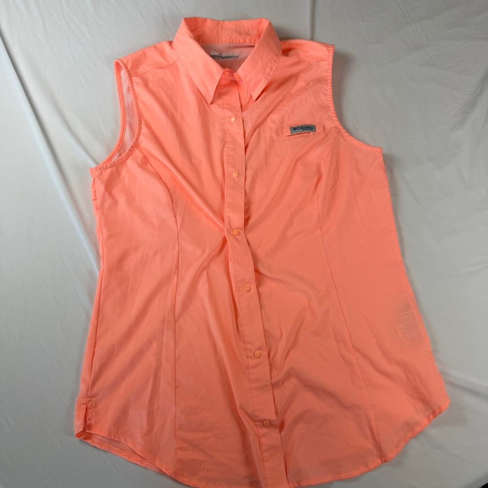 Columbia PFG Sleeveless Fishing Shirt Coral Pink Womens Medium FL7157